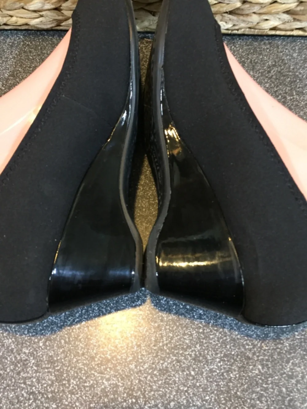 Anne Klein Sport Black Peep-Toe Wedge Heels